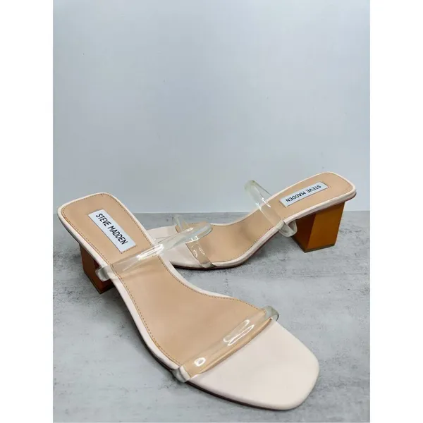 Steve Madden Sandals Womens Size 10 Pink PU‎ Upper Double Strap Open Toe Heels - Image 4