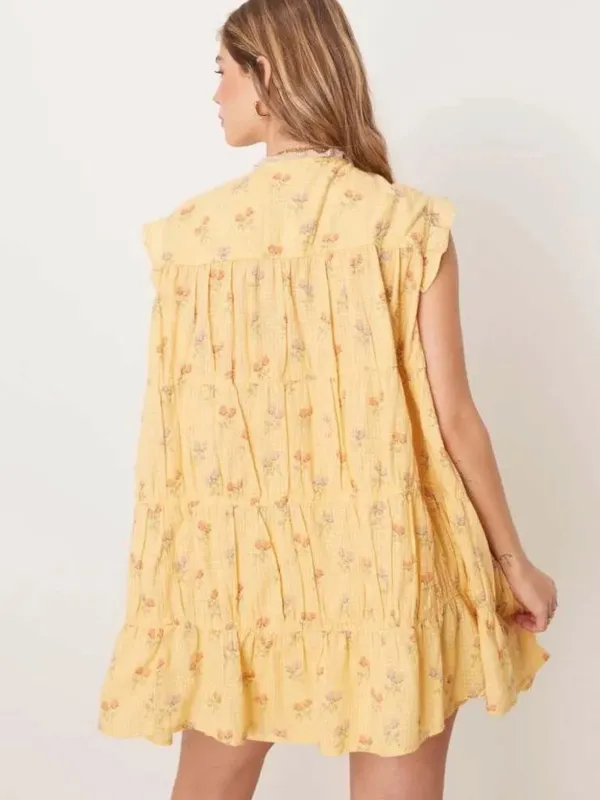 Free People Bohemian Prairie Sundown Mini Dress Tunic Top Sunshine Combo Large - Image 11