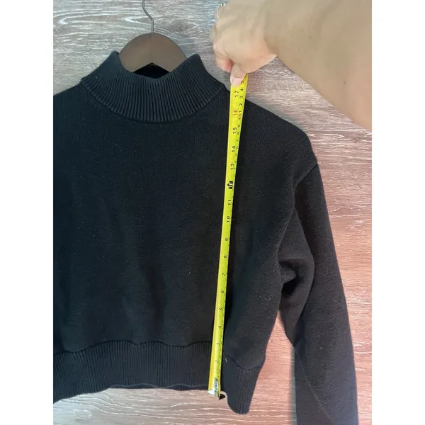 WILFRED FREE Artizia Black Cropped Turtleneck 100% wool sweater Women Size XL - Image 6