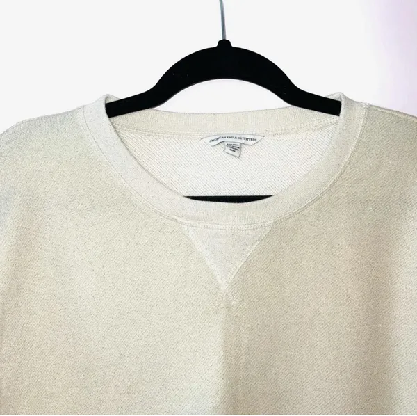 American Eagle Terry Cloth Sweatshirt Cream Gold Metallic Pullover - Image 2