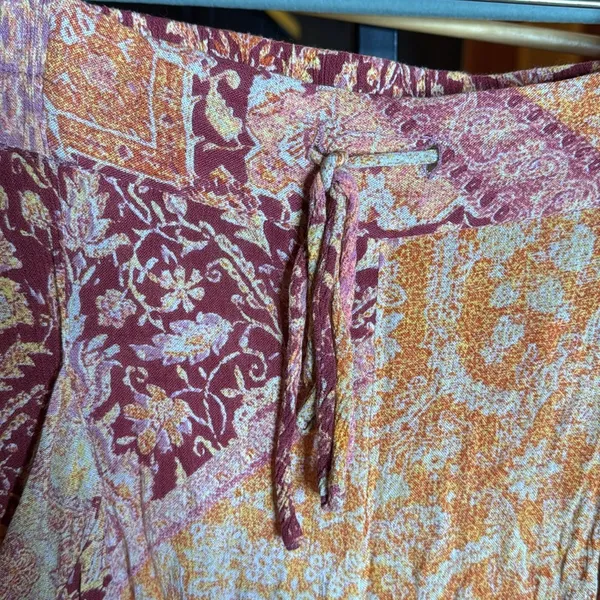 Free People Begonia Balloon Pants Boho Patchwork Harem Cropped Rayon Size Small - Image 7