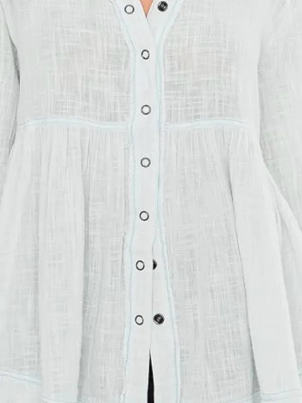 We The Free White Button-Front Gauze Blouse - Image 2