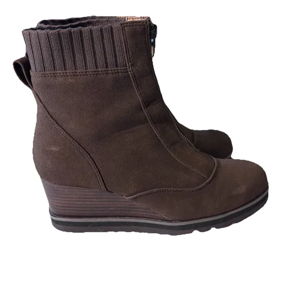 Yellow Box Corado Wedge Brown Ankle Booties with zipper closure in front 7.5 - Image 5