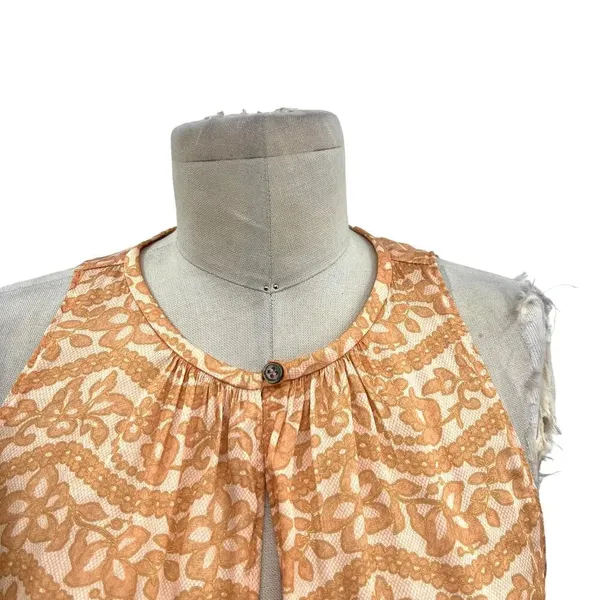 Current Air Los‎ Angeles The Wyland Dress Smocked Mini Orange Floral Size Small - Image 5