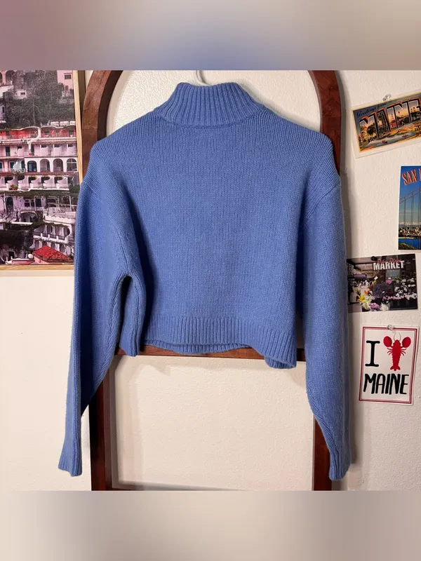 Aritzia Sunday Best Ribbed Turtleneck Crop Knit Sweater Bluebell Sweater - Image 8