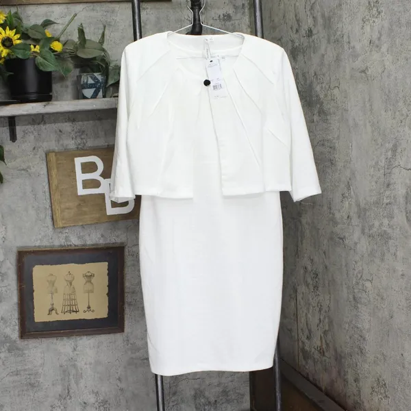 NWT Ny Collection Petite Two Piece Jacket and Dress Set PNY9115 White 14P - Image 2