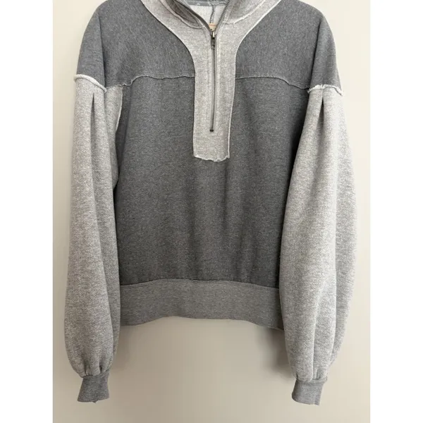 We The Free x Free People Kassey Half Zip Sweatshirt Two Tone Gray Size Small - Image 5