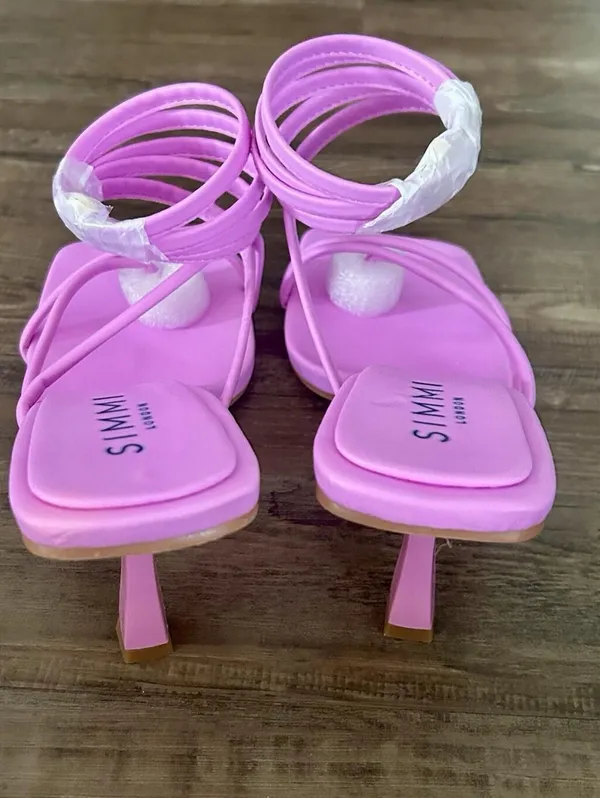 Simmi London Alisa Pinkish Purple Strappy Wraparound Sandals Size 8 - Image 4