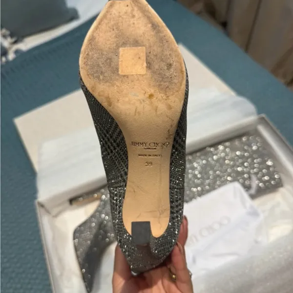 Jimmy Choo Mavis Glitter Plaid Heel Boots 39 - Image 6