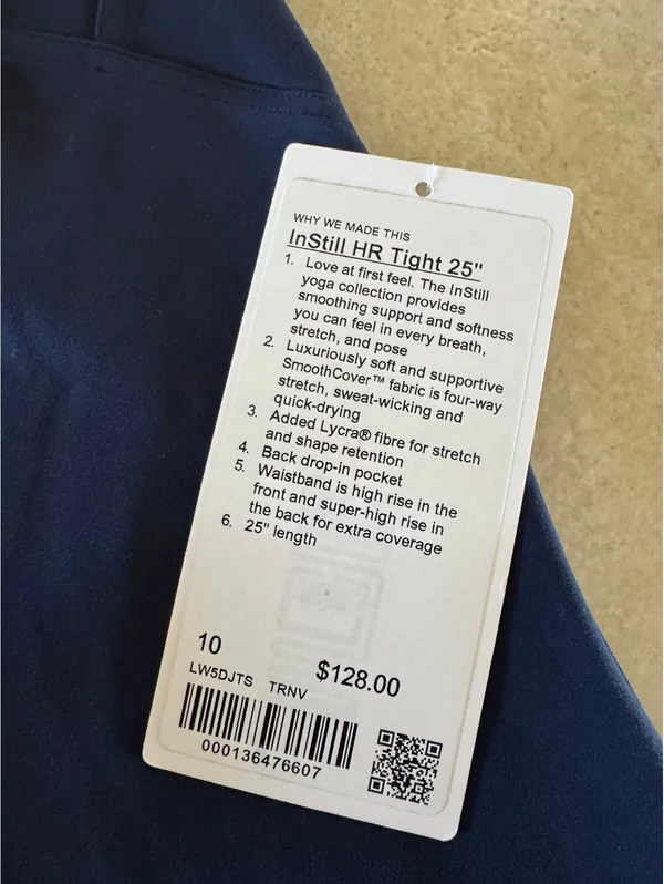 Lululemon Instill High Rise 25” True Navy Size 10 NWT - Image 4