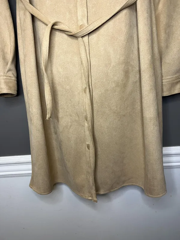 Truth by Republic Dress Womens Medium Tan Faux Leather Snap Front Belted Shacket - Image 3