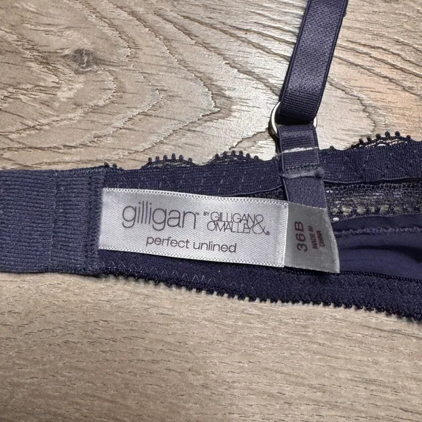 Gilligan & O'Malley Navy Blue Perfect‎ Unlined Underwire Lace Trim Bra 36B - Image 4