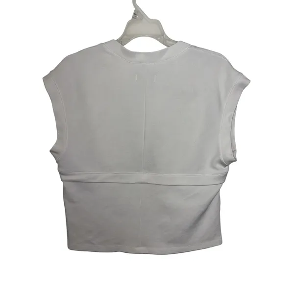 Anthropologie Maeve White Square Neck Cap Sleeve Crop Top Large - Image 3