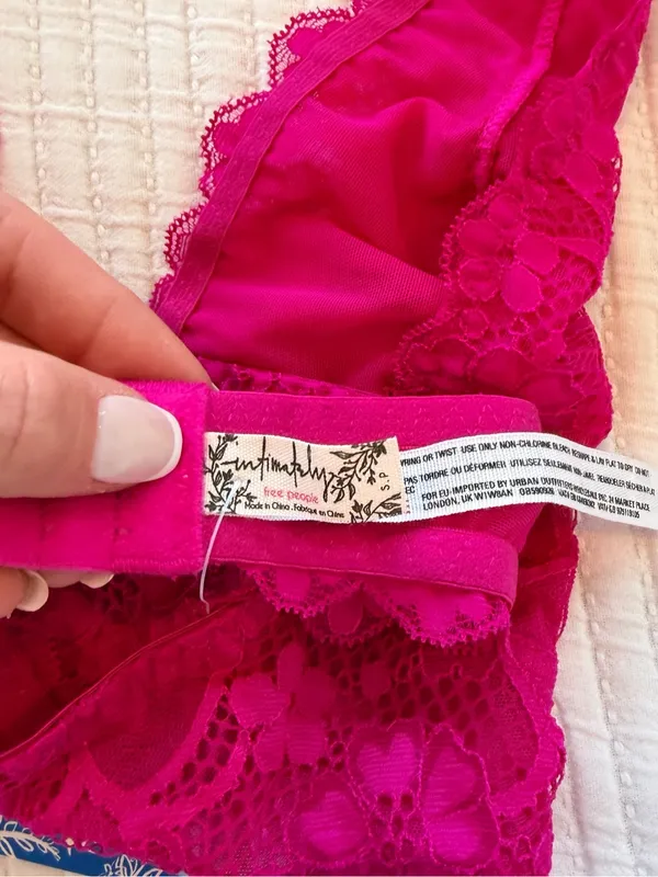 Free People Fuchsia Lace Halter Bralette - Image 6