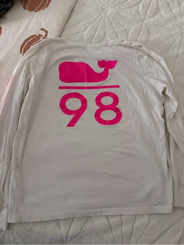 Vineyard Vines White Long-Sleeve Tee with Pink Whale 98 - Image 4