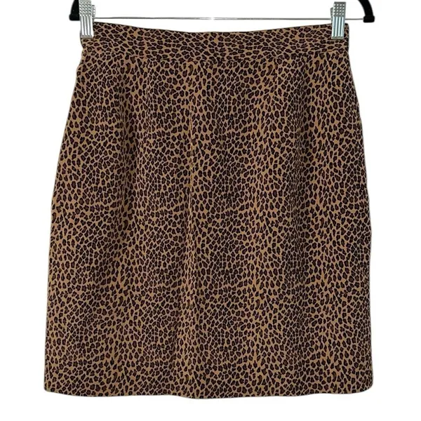 Allison Taylor Print Mini Leopard Print Silk Skirt(Size Large) - Image 3