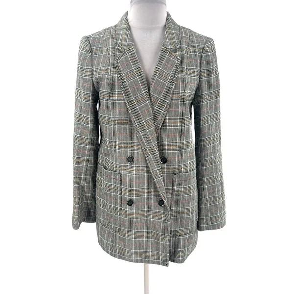 Maeve Anthropologie Lilith‎ Plaid Oversized Double Breasted Blazer Jacket Sz 6 - Image 5