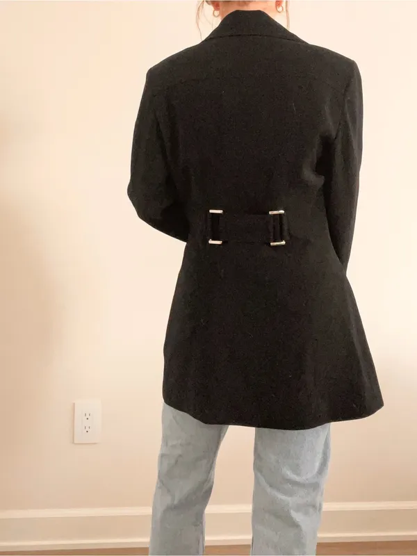 bebe Black Double-Breasted Women's Peacoat Style Blazer - Image 4