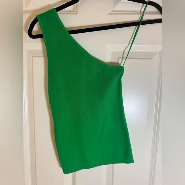 NWT Maeve Ribbed One-shoulder‎ Sweater Tank In Greenx XS - Image 3