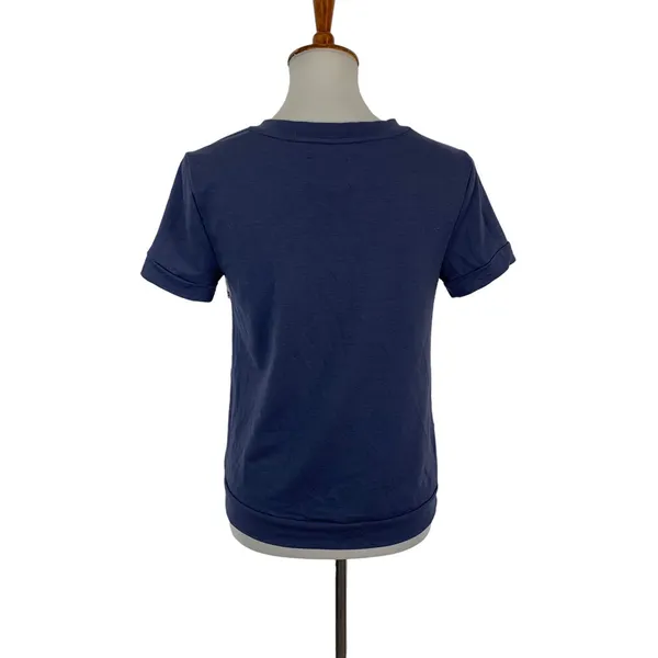 Peter Som Design Nation Top XS Short Sleeve Blue Printed Artsy Modern - Image 5