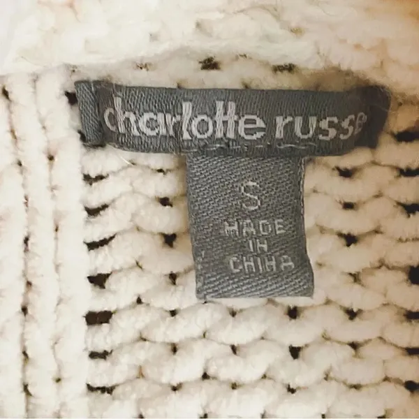 Charlotte Russe Boho Ribbed Knitted Oversized Ivory Cardigan Sweater SZ S - Image 6