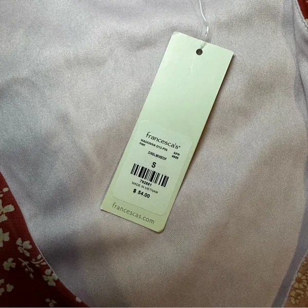 Francesca’s Madonna Short Sleeve Wrap Skirt Maxi Dress Pink White NWT Small - Image 4