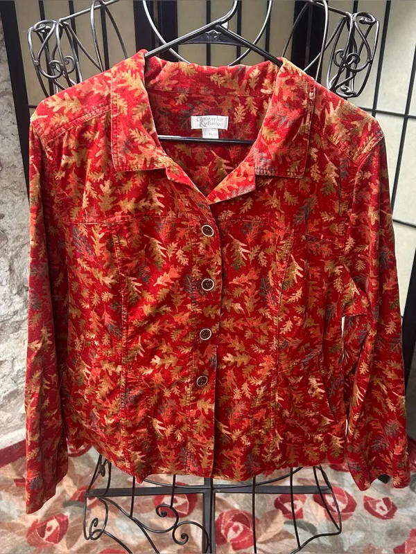 Christopher & Banks Autumn Inspired Print Corduroy Jacket: XL - Image 5