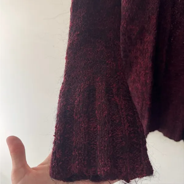 Free People Y2K‎ Tag Burgundy Open Cardigan Sweater Mohair Wool Blend - Image 4