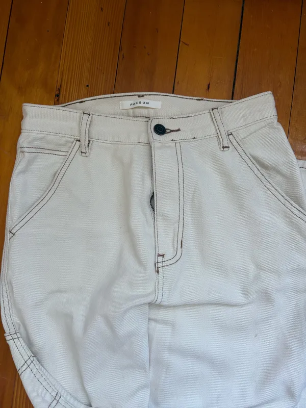 PacSun Cream Ultra High Rise Flare Carpenter - Image 3