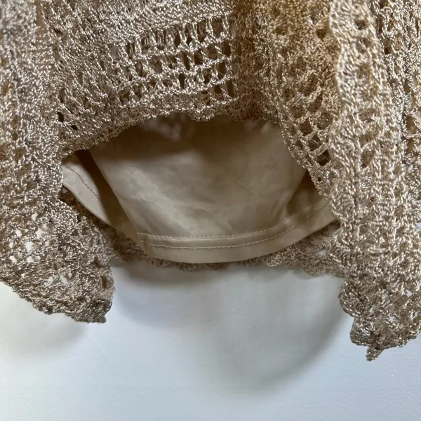 SayWhat? Womens Crochet Knit Camisole‎ Gold Beaded V-Neck Lined Tank Top Large - Image 4