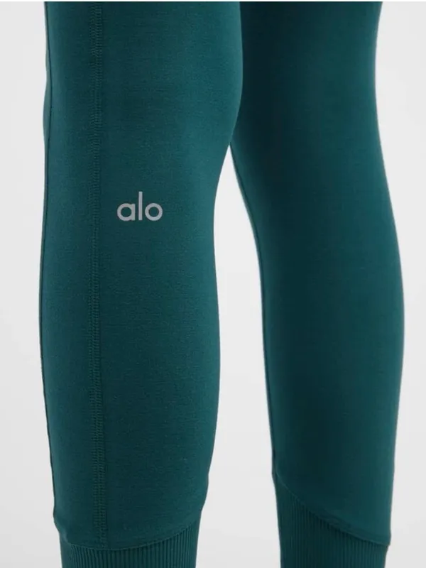 Alo Yoga Alo Soft Lounge Leggings XS Midnight Green Ribbed Pilates Yoga Sporty - Image 5