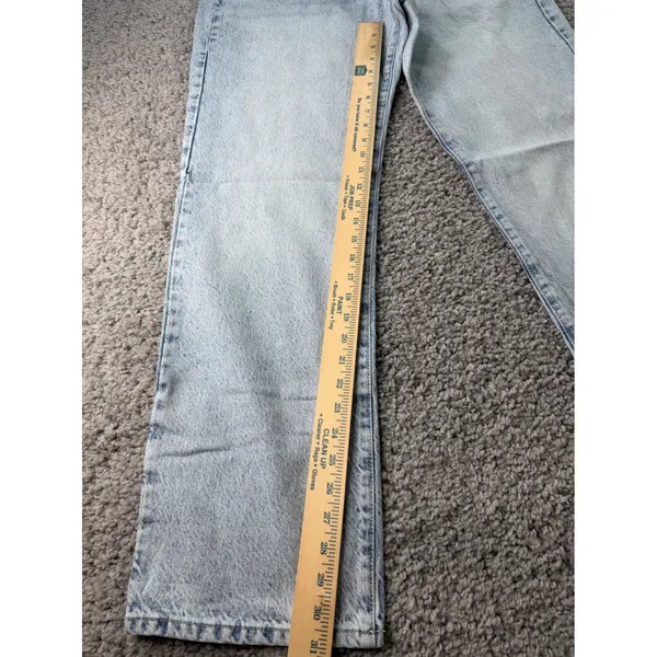 NWT Zara High Rise Straight Long Length Jeans Light Wash Acid Denim Size 12 EUR - Image 2