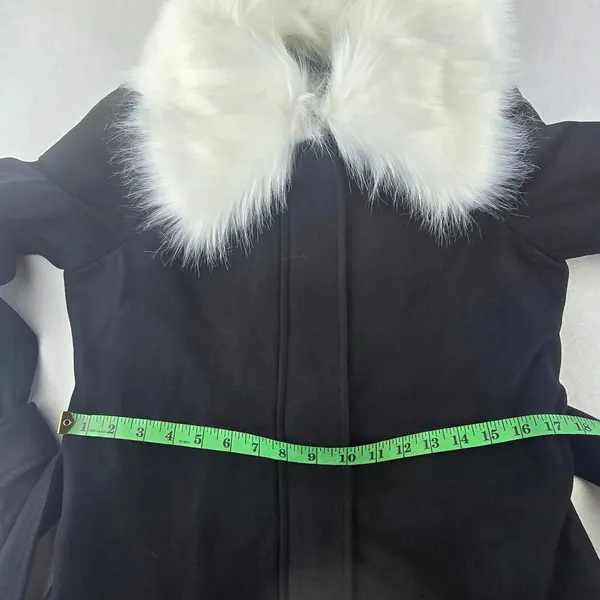 Gabrielle Union NWT Black Wool Blend Belted Coat Removable Faux Fur‎ Collar XS - Image 13