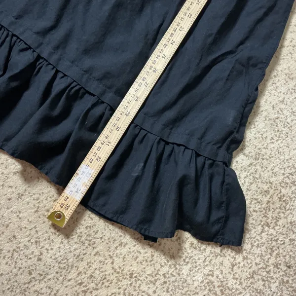 Old Navy Black Ruffle Neck Sleeveless Shift Dress Womens M Black Flounce - Image 3