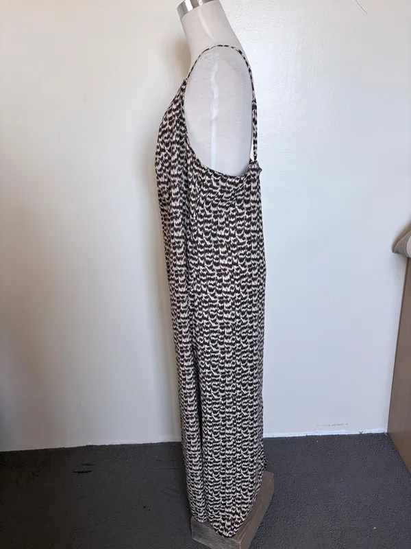 H&M Black and Cream Printed Spaghetti Strap Maxi Dress - Image 3
