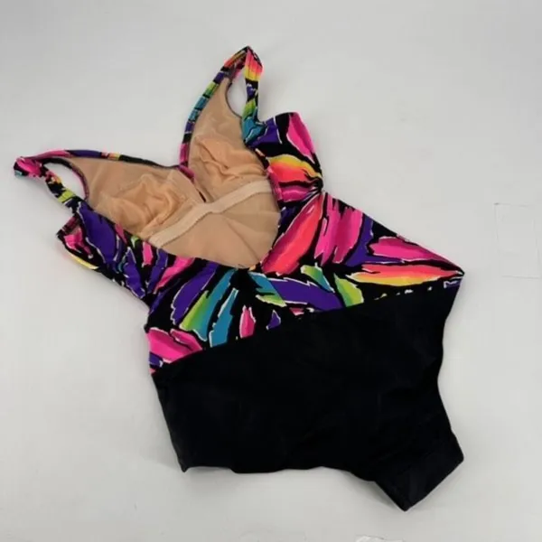 Vintage Catalina 1960s/70s Floral Swimsuit Size 10 Made in USA Neon Abstract‎ - Image 6