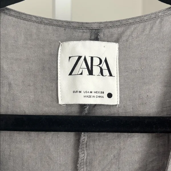 ZARA Lillian Gray Linen Jumpsuit Button-Down Linen Romper Women’s Size Medium - Image 8