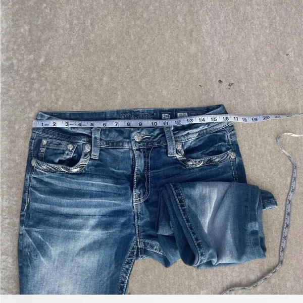 Miss Me Dark Blue Boot Cut Jeans with Silver Embellishments - Image 3