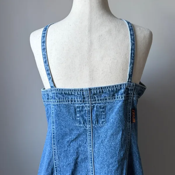 Revolt Vintage Blue Denim Button-Front Dress Knee Length Summer Western Classic - Image 4