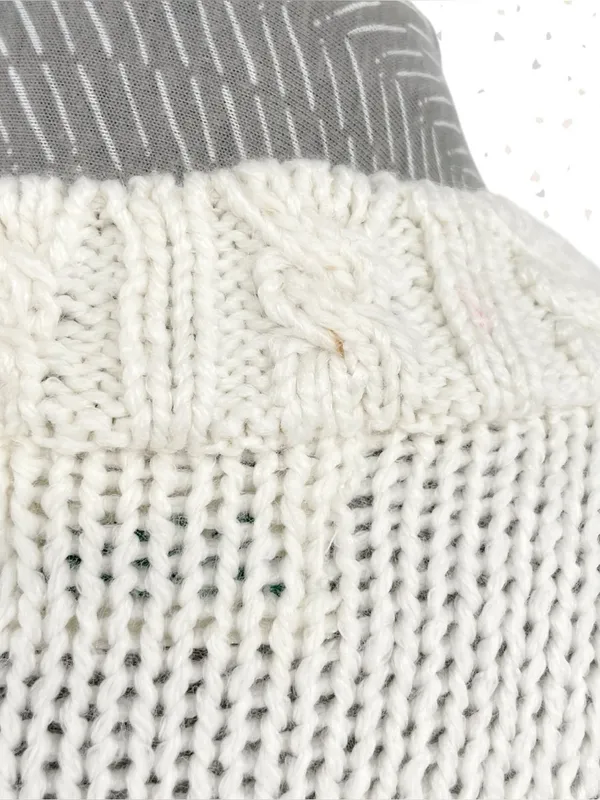 Vintage Winter Sweater Chunky Hand Knit Texture Oversized Boxy Cream Tan Size M - Image 9