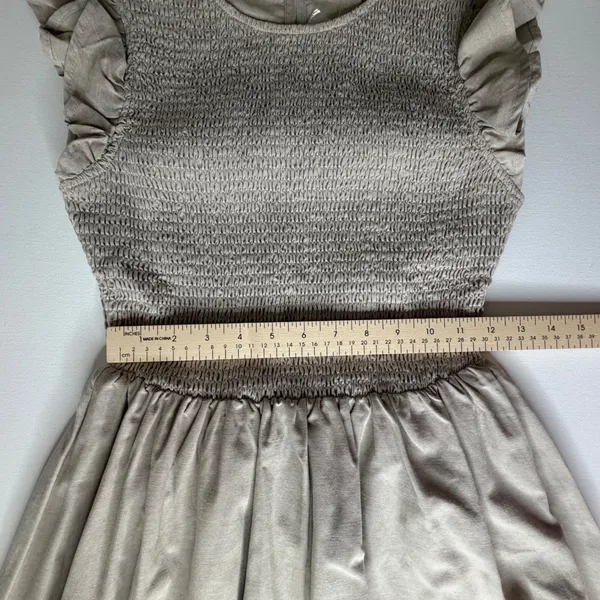 NWT English Factory Smocked Ruffle Sleeve Dress Sz XS Beige Fit‎ & Flare Neutral - Image 10