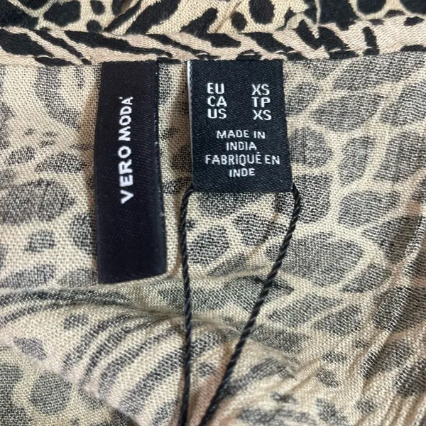 Vero Moda Women Safari‎ Animal Print Singlet Dress XS Tan Tiered Boho Summer - Image 7