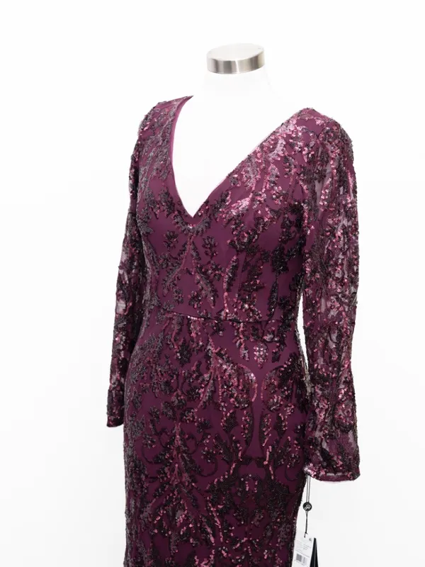 Adrianna Papell - V-Neck Long Sleeve Sequin Mermaid Gown - Image 8