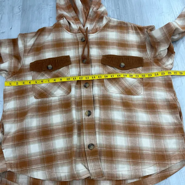 Maurices Plaid Cotton Long Sleeve Hooded Oversized Button Down Shacket Jacket - Image 9