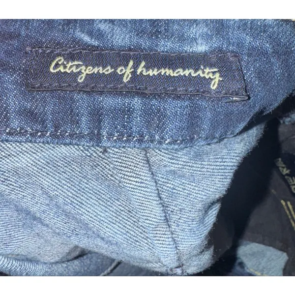 Vtg Y2K Citizens Of Humanity Low Rise‎ Wide Leg Jeans Cadet 28 Distressed USA - Image 10