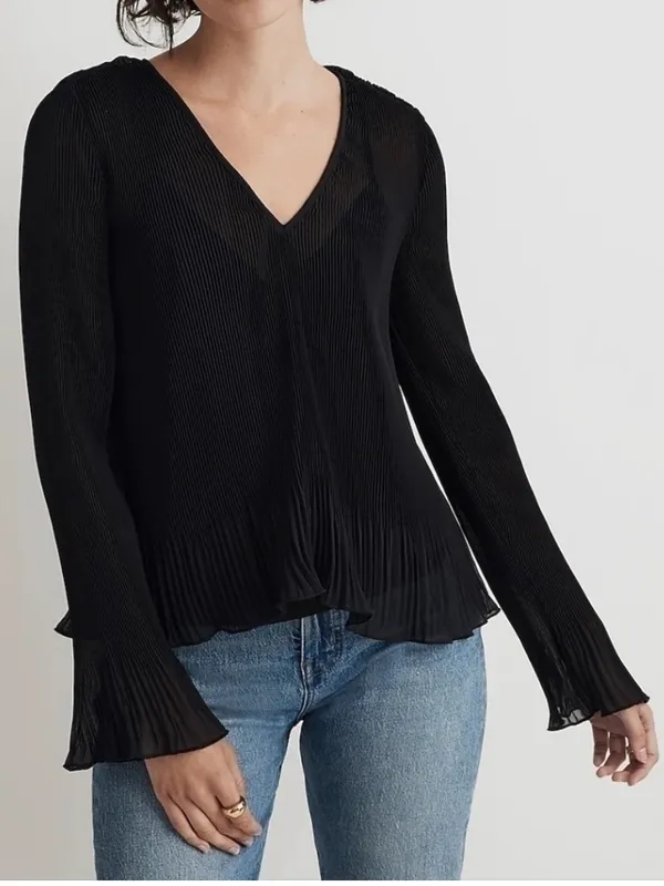 Madewell pleated flared sleeve top - Image 2