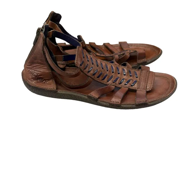 Kickers Women's Brown Leather Gladiator Sandals‎ Back Zip Strappy Retro Boho 41 Size 9 - Image 2