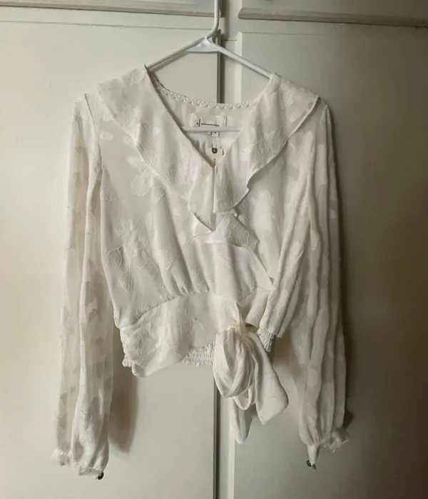 Anthropologie White Long Sleeve Blouse - Image 6