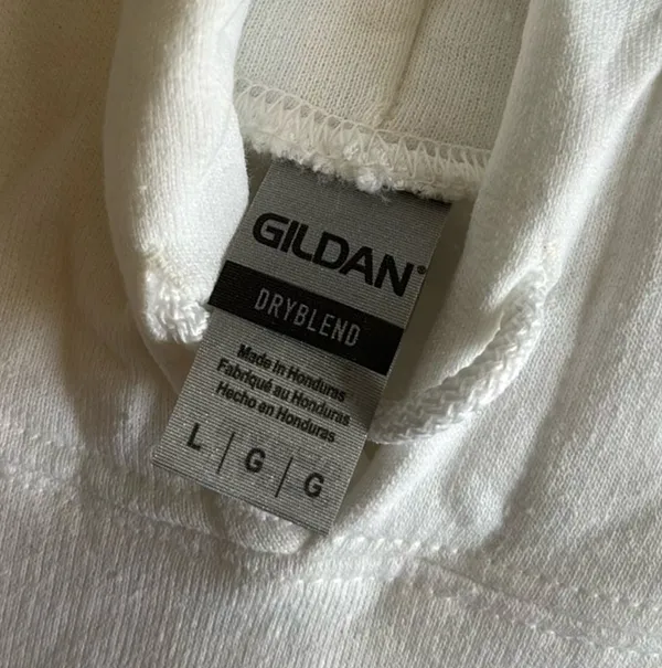 Gildan DryBlend White Hooded Sweatshirt Large - Image 2