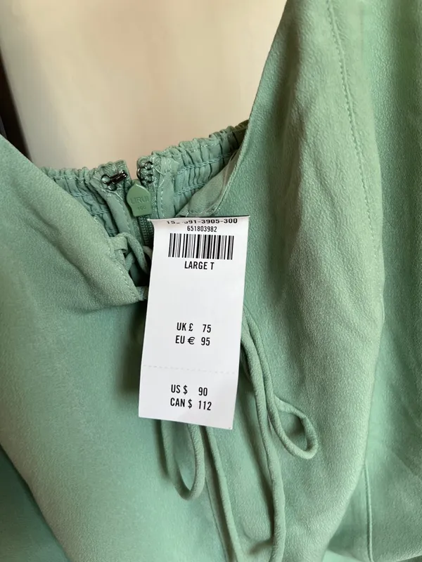 Abercrombie Corset Lace Up Seafoam Green Midi Dress Large Tall New Tags - Image 5